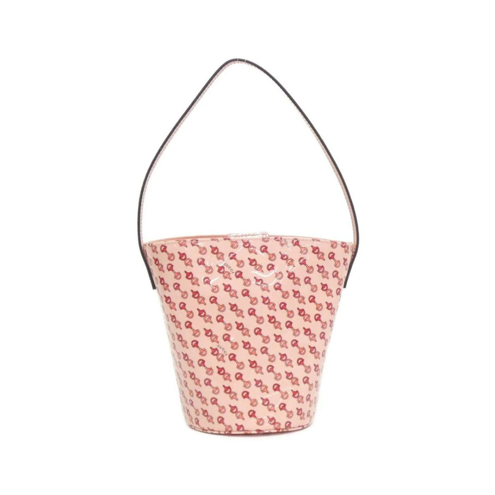 Gucci Printed Bucket Bag light pink patent allover Horsebit